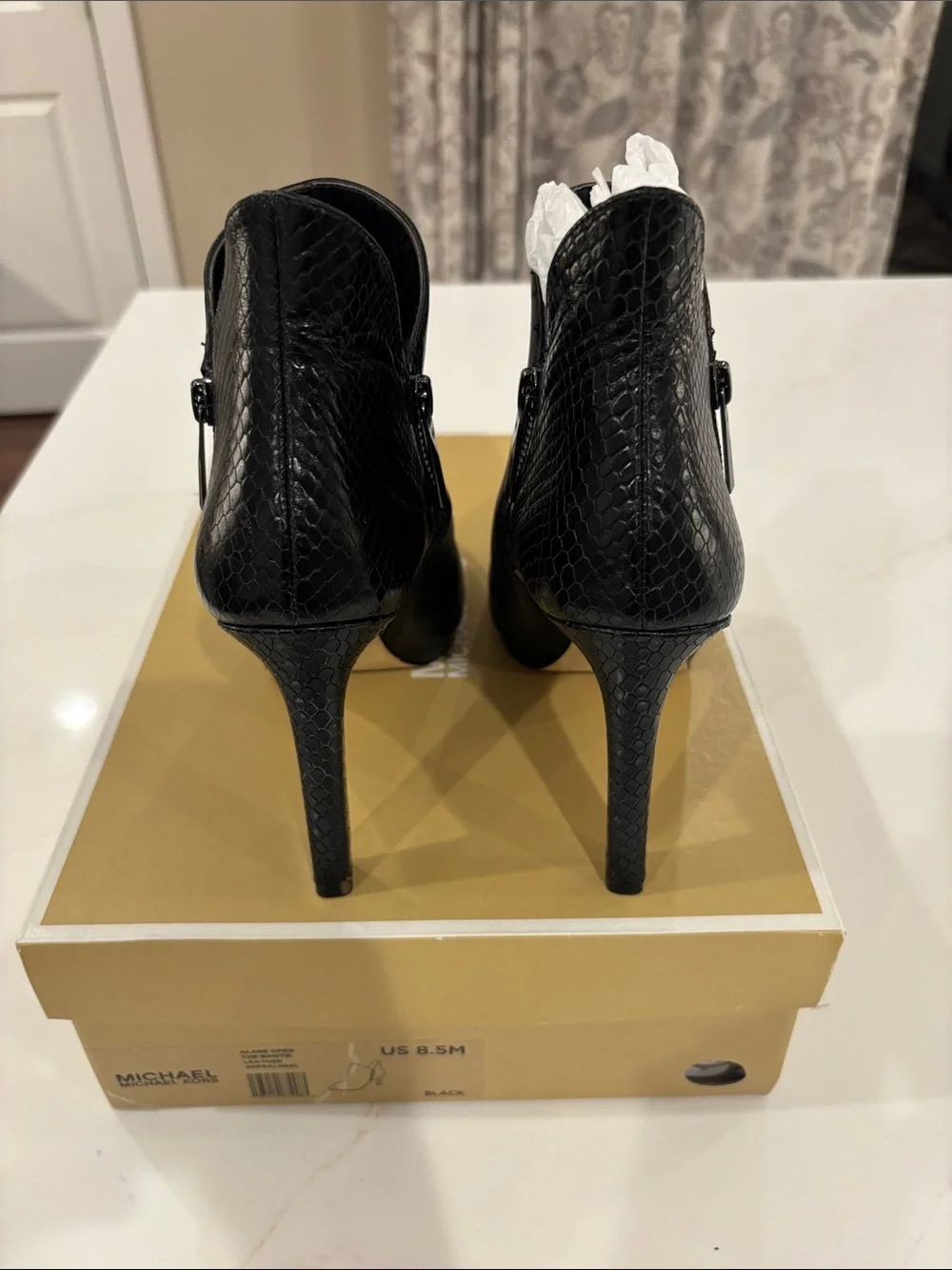 Michael Kors Black Leather Open-Toe High-Heel Ankle Boots